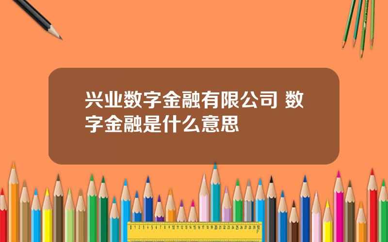 兴业数字金融有限公司 数字金融是什么意思